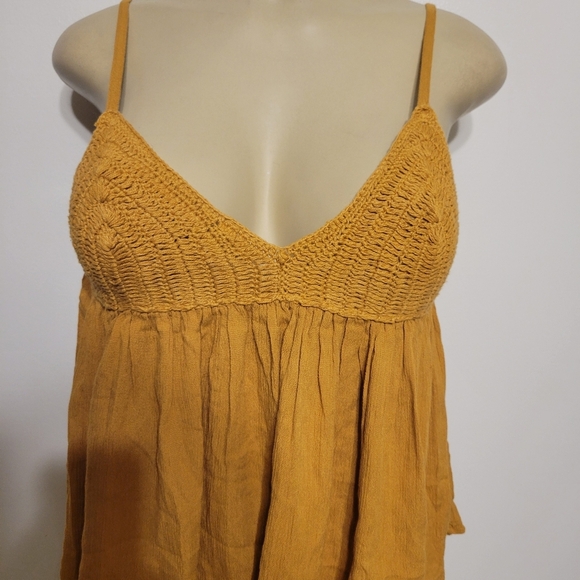Derek Heart Orange Crochet Tank Top Crop Top Small - Picture 2 of 4